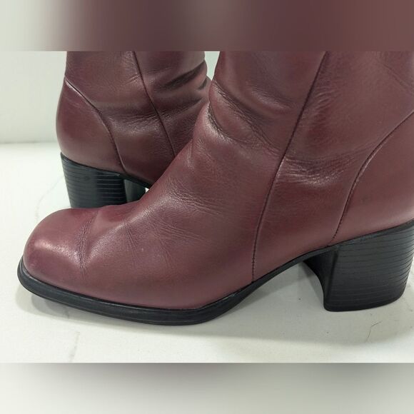 White Mountain ankle Boots VTG Burgundy wine red Leather Chelsea Fairchild  sz 7 - Picture 8 of 13